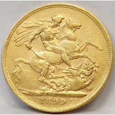 AUSTRALIA 1899 . ONE 1 SOVEREIGN . PERTH . GOLD